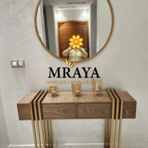 Console à tiroirs plus miroir rond
