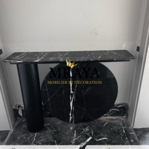 Console d’entrée en Métal & Marbre noir