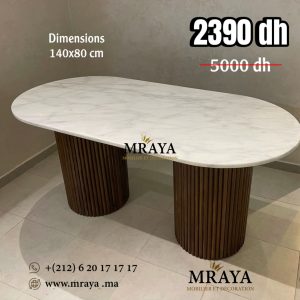 Coffee Table ovale Bois et Marbre
