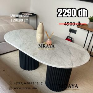 Coffee Table ovale Bois et Marbre